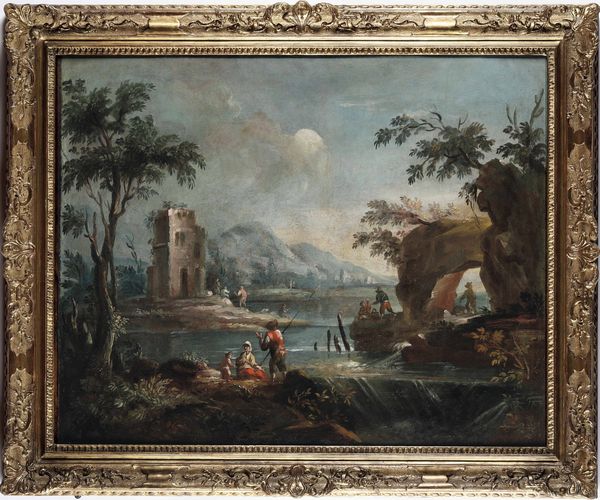 Scuola veneta del XVIII secolo Paesaggi con viandanti e architetture  - Asta Dipinti antichi - Associazione Nazionale - Case d'Asta italiane