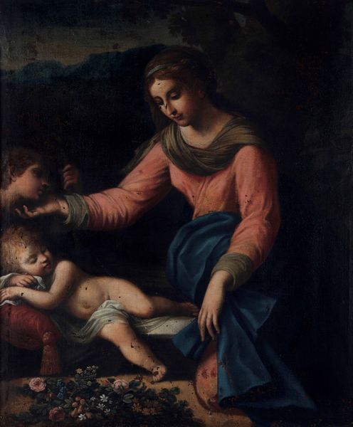 Girolamo Francesco Mazzola detto il Parmigianino, copia da : Madonna col Bambino e San Giovannino  - Asta Dipinti antichi - Associazione Nazionale - Case d'Asta italiane