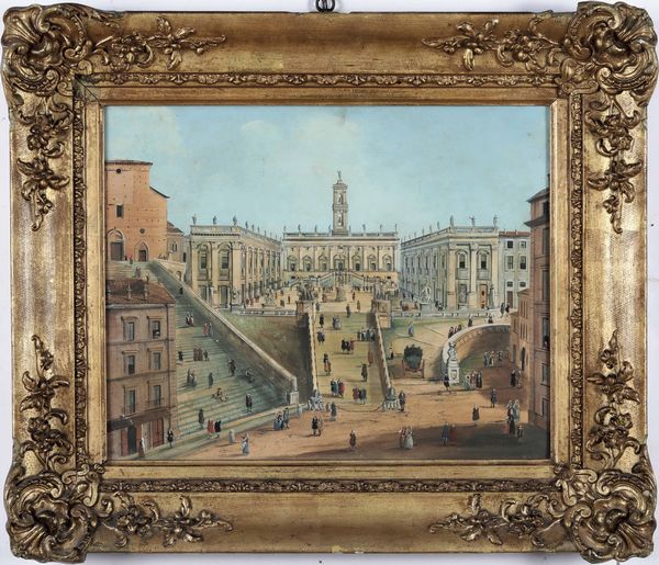 Scuola del XIX secolo Vedute di Roma  - Asta Dipinti antichi - Associazione Nazionale - Case d'Asta italiane