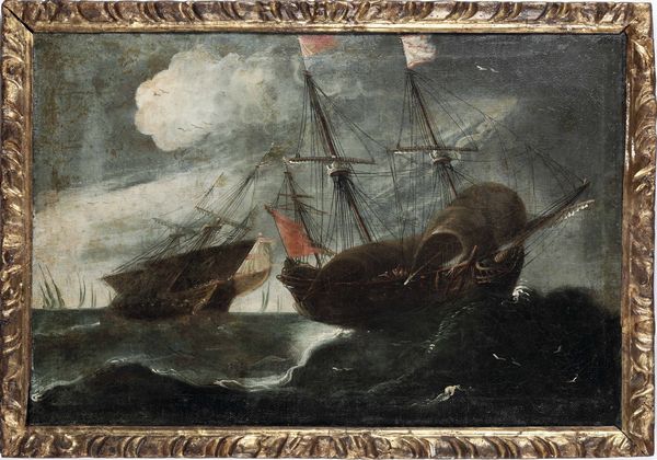 Scuola del XVIII secolo Sei Marine con velieri  - Asta Dipinti antichi - Associazione Nazionale - Case d'Asta italiane