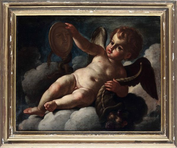 Scuola emiliana del XVII secolo Allegoria con putto con gli attributi della Prudenza e dell'Abbondanza  - Asta Dipinti antichi - Associazione Nazionale - Case d'Asta italiane