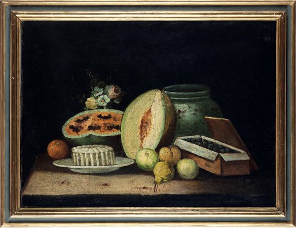 Scuola del XVIII secolo Nature morte con composizioni di frutti, vasellame e fiori  - Asta Dipinti antichi - Associazione Nazionale - Case d'Asta italiane