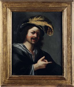 Scuola caravaggesca del XVII secolo Ritratto di uomo con cappello  - Asta Dipinti antichi - Associazione Nazionale - Case d'Asta italiane