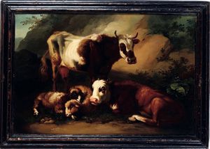 Francesco Londonio - Paesaggio con mucche e pecore