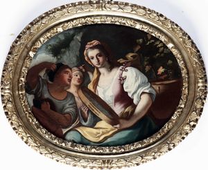 Francesco De Mura, nei modi di : Scene di genere con musici  - Asta Dipinti antichi - Associazione Nazionale - Case d'Asta italiane