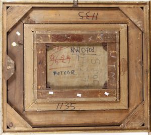 Scuola del XVIII secolo Scena mitologica con due figure e cane  - Asta Dipinti antichi - Associazione Nazionale - Case d'Asta italiane