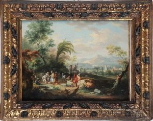 Francesco Zuccarelli, nei modi di - Paesaggio con figure