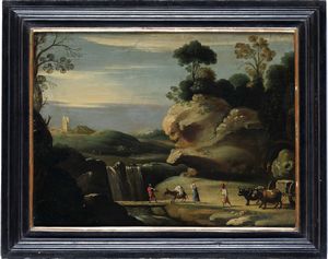 Cornelis van Poelenburgh : Paesaggio antropomorfo  - Asta Dipinti antichi - Associazione Nazionale - Case d'Asta italiane