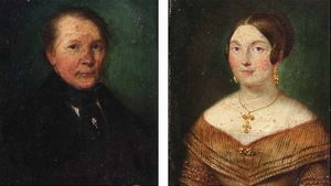 Scuola del XIX secolo Ritratti di coniugi  - Asta Dipinti antichi - Associazione Nazionale - Case d'Asta italiane