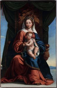 Scuola del XIX secolo Madonna in trono con Bambino  - Asta Dipinti antichi - Associazione Nazionale - Case d'Asta italiane