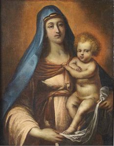 Scuola veneta del XVII secolo Madonna con Bambino  - Asta Dipinti antichi - Associazione Nazionale - Case d'Asta italiane