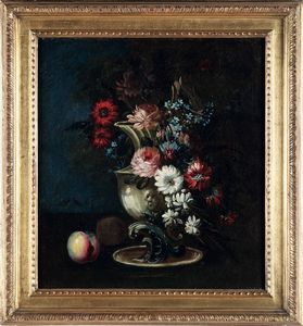 Scuola del XIX secolo Nature morte con vasi di fiori e frutti  - Asta Dipinti antichi - Associazione Nazionale - Case d'Asta italiane