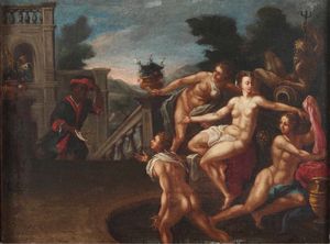 Scuola dell�Italia centrale del XVII secolo Davide e Betsabea  - Asta Dipinti antichi - Associazione Nazionale - Case d'Asta italiane