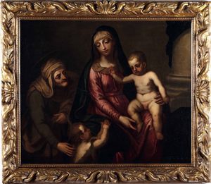 Alessandro Maganza : Madonna col Bambino, SantAnna e San Giovannino  - Asta Dipinti antichi - Associazione Nazionale - Case d'Asta italiane