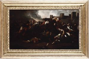 Marzio Masturzo : Scontro tra la cavalleria cristiana e quella turca  - Asta Dipinti antichi - Associazione Nazionale - Case d'Asta italiane