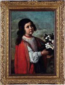 Carlo Ceresa - Ritratto di bambina con fiori e more
