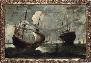 Scuola del XVIII secolo Sei Marine con velieri  - Asta Dipinti antichi - Associazione Nazionale - Case d'Asta italiane