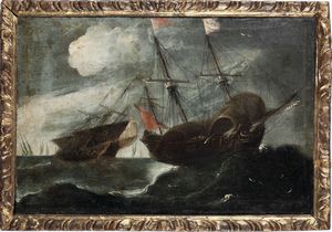 Scuola del XVIII secolo Sei Marine con velieri  - Asta Dipinti antichi - Associazione Nazionale - Case d'Asta italiane