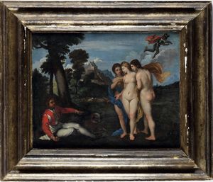 Giorgio Zorzi detto Giorgione, copia da : Il giudizio di Paride  - Asta Dipinti antichi - Associazione Nazionale - Case d'Asta italiane