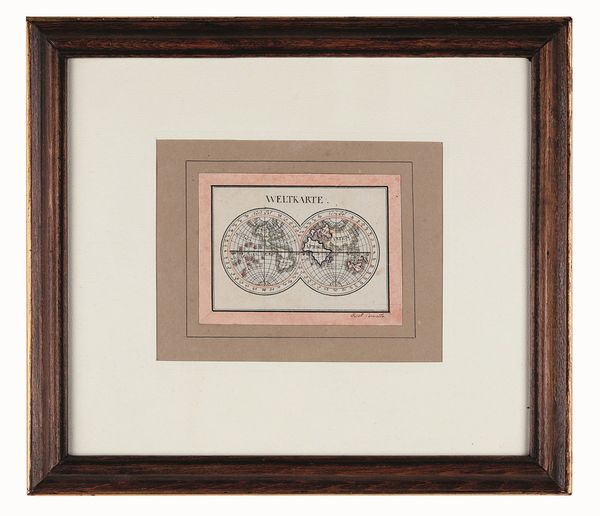 Weltkarte, mappa del mondo, disegno a inchiostro firmato Jacob Cornello (?) XX secolo  - Asta Dimore italiane - Associazione Nazionale - Case d'Asta italiane