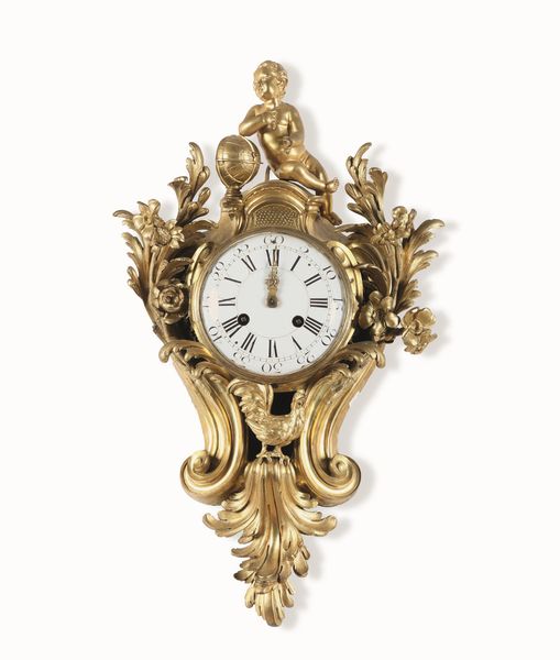 Orologio Cartel Luigi XV in bronzo dorato. Francia, XVIII secolo  - Asta Dimore italiane - Associazione Nazionale - Case d'Asta italiane