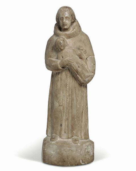 S.Antonio da Padova. Scultura in marmo. Scultore del XVI-XVII secolo  - Asta Dimore italiane - Associazione Nazionale - Case d'Asta italiane