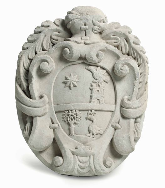 Antico stemma in pietra. XVI secolo  - Asta Dimore italiane - Associazione Nazionale - Case d'Asta italiane