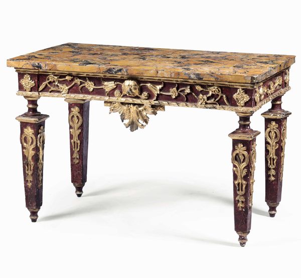Consolle in legno intagliato, laccato con lumeggiature in oro. Toscana, XVII-XVIII secolo  - Asta Dimore italiane - Associazione Nazionale - Case d'Asta italiane