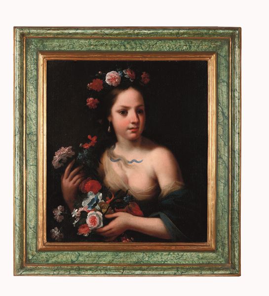 Scuola del XVIII secolo Ritratto di fanciulla in veste di Flora  - Asta Dimore italiane - Associazione Nazionale - Case d'Asta italiane