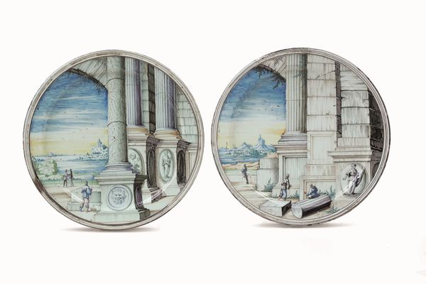 Coppia di piatti<BR>Pavia, Manifattura Imbres o Rampini, 1680-1700<BR>  - Asta Dimore italiane - Associazione Nazionale - Case d'Asta italiane
