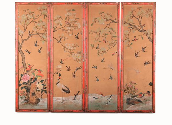 Quattro pannelli dipinti con motivi a chinoiserie. Piemonte XVIII secolo  - Asta Dimore italiane - Associazione Nazionale - Case d'Asta italiane