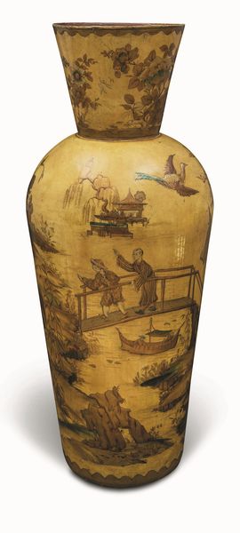 Vaso in terracotta dipinta a chinoiserie. Piemonte (?), XIX secolo  - Asta Dimore italiane - Associazione Nazionale - Case d'Asta italiane