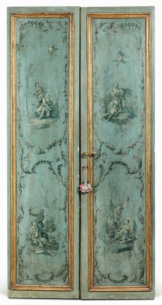 Porta a due ante in legno laccato. XVIII secolo  - Asta Dimore italiane - Associazione Nazionale - Case d'Asta italiane