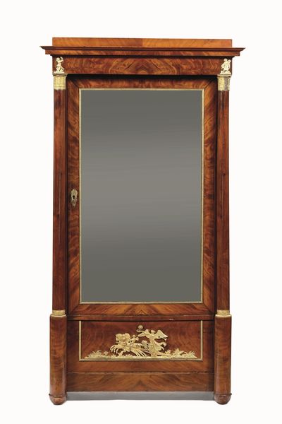Armadio lastronato in mogano ad un�anta. XIX secolo  - Asta Dimore italiane - Associazione Nazionale - Case d'Asta italiane