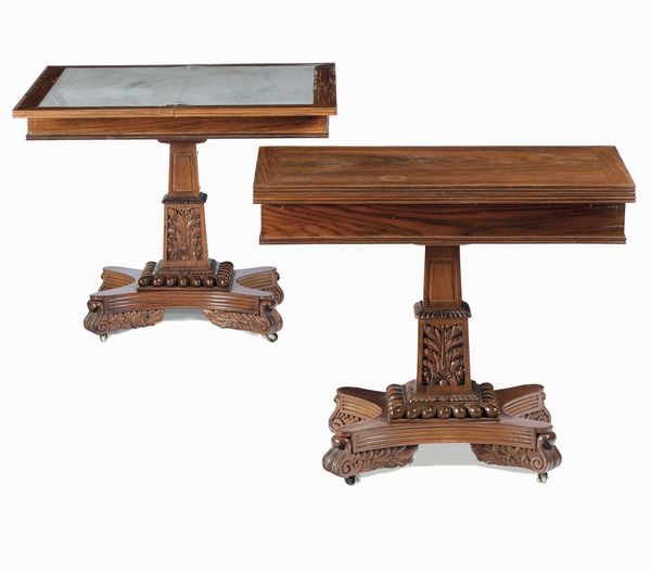 Coppia di tavoli da gioco lastronati. XIX secolo  - Asta Dimore italiane - Associazione Nazionale - Case d'Asta italiane