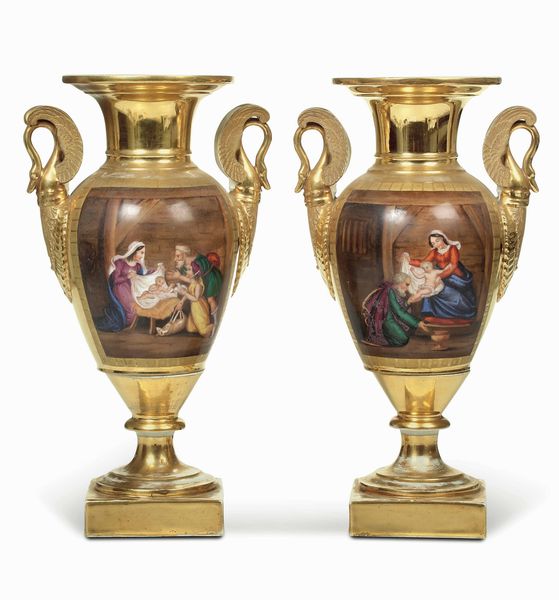 Coppia di vasi<BR>Probabilmente Parigi, terzo quarto del XIX secolo  - Asta Dimore italiane - Associazione Nazionale - Case d'Asta italiane