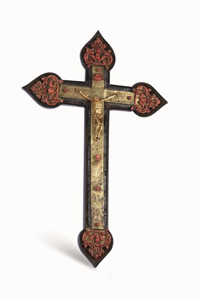 Crocefisso in bronzo dorato. Trapani, XVIII secolo  - Asta Dimore italiane - Associazione Nazionale - Case d'Asta italiane