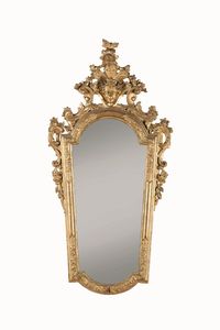 Sei specchiere in legno intagliato e dorato. XIX-XX secolo  - Asta Dimore italiane - Associazione Nazionale - Case d'Asta italiane