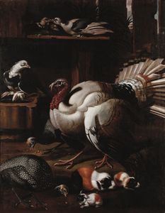 Scuola del XVIII secolo Nature vive con selvaggina e animali da cortile  - Asta Dimore italiane - Associazione Nazionale - Case d'Asta italiane