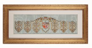 Lotto di due ricami con filo dorato e pietre dure (?)  - Asta Dimore italiane - Associazione Nazionale - Case d'Asta italiane