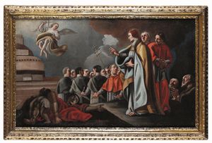 Scuola del XVII-XVIII secolo Episodi della vita di Papa Gregorio Magno  - Asta Dimore italiane - Associazione Nazionale - Case d'Asta italiane