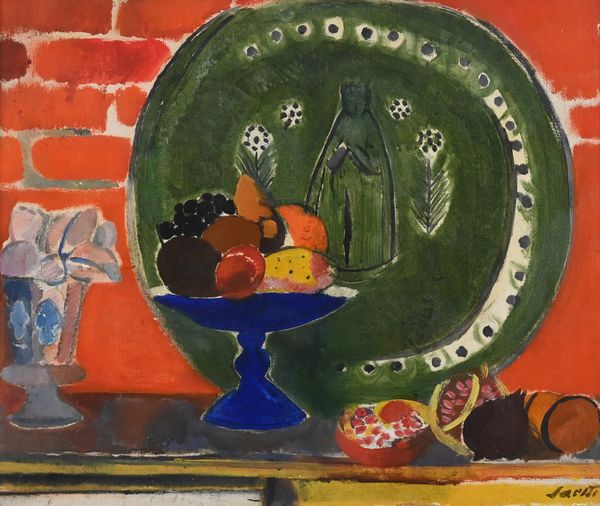 BRUNO SAETTI : Natura morta con piatto verde  - Asta Arte Moderna e Contemporanea - Associazione Nazionale - Case d'Asta italiane