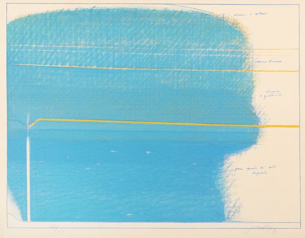 Piero Guccione : Pagina di mare  - Asta Grafica internazionale e multipli d'autore - Associazione Nazionale - Case d'Asta italiane