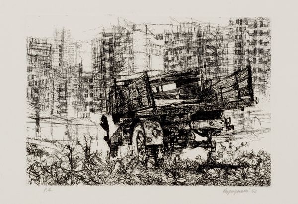 Renzo Vespignani : Camion in periferia  - Asta Grafica internazionale e multipli d'autore - Associazione Nazionale - Case d'Asta italiane