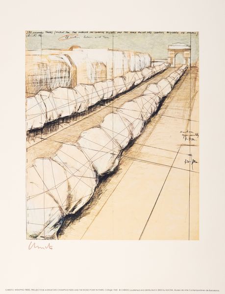 Christo : Wrapped trees, project for a venue des Champs-elyees and the round point in Paris  - Asta Grafica internazionale e multipli d'autore - Associazione Nazionale - Case d'Asta italiane
