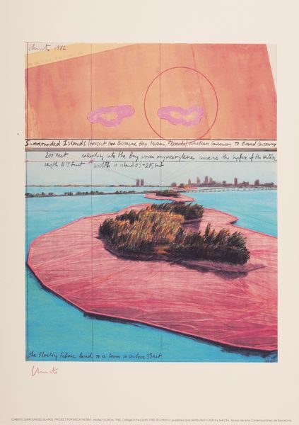 Christo : Surrounded islands, project for Bisca Yne bay, Miami, Florida 1982  - Asta Grafica internazionale e multipli d'autore - Associazione Nazionale - Case d'Asta italiane