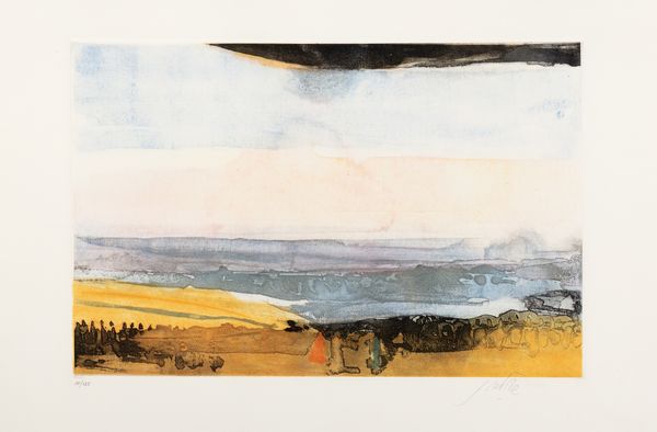 Piero Guccione : Paesaggio  - Asta Grafica internazionale e multipli d'autore - Associazione Nazionale - Case d'Asta italiane