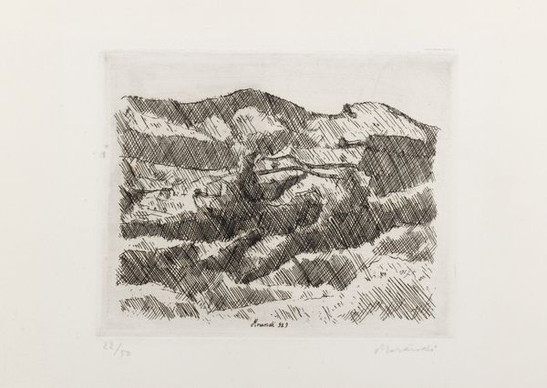 Giorgio Morandi : Monti di Grizzana, I stato  - Asta Grafica internazionale e multipli d'autore - Associazione Nazionale - Case d'Asta italiane