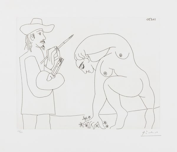 Pablo Picasso : Pittore e Ninfa  - Asta Grafica internazionale e multipli d'autore - Associazione Nazionale - Case d'Asta italiane