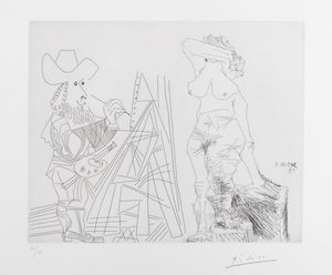 Pablo Picasso - Peintre et modle qui se cache le visage, dalla serie 347